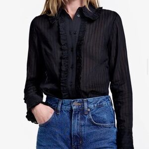 Smythe Black Ruffled Button Down Shirt